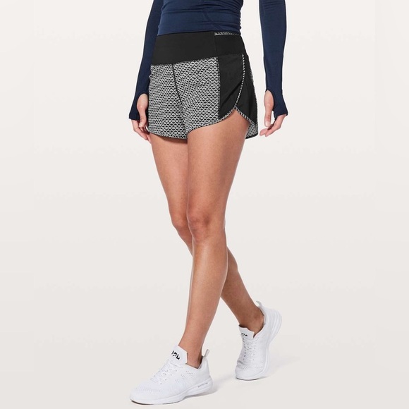 Lululemon Athletica White and Black Perforated Design Real Quick Shorts Size 6 - Picture 3 of 13